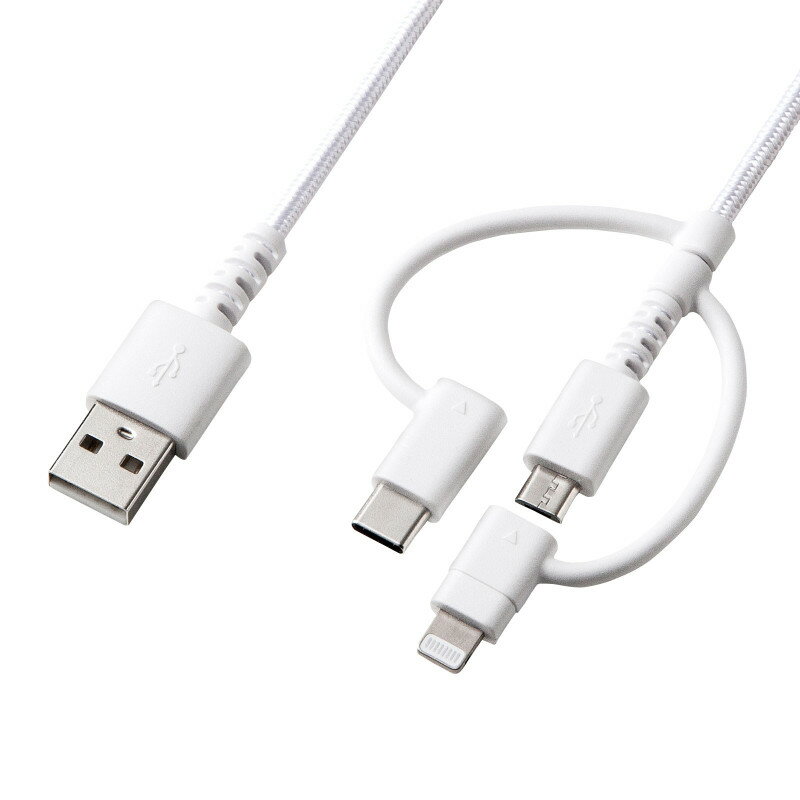 ★ポイント10倍★ 楽天スーパーSAIL(6/4~6/11) ※要エントリー サンワサプライ ライトニング・Type-C・microUSB 3in1 ケーブル 入数：1