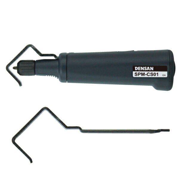 型番SPM-CS01 商品説明【特長】 丸型ケーブル用ストリッパー 適用電線：丸形ケーブル　φ4.5~40mm 中間剥きも可能なケーブルストリッパー 人間工学に基づいた握りやすい形状 ガイドは取り換え式。付属のガイドと交換すれば、より幅広いケーブルサイズに対応 替刃1本付属(グリップに内蔵) 製品を回転させ、被覆をカット 縦剥き(細径電線、被覆厚が薄い場合) 螺旋剥き(太径電線、被覆厚が厚い場合) 【仕様】 全長：155mm 質量：120g ガイド大 適用電線太さ：φ20~φ40mm ガイド小 適用電線太さ：φ4.5~φ25mm 梱包仕様：個装梱包ブリスター 台紙 個装サイズ質量：W120×D40×H250mm 205g 内装梱包：輸送用個装箱 内装サイズ 質量：W120×D43×H255mm 240g 原産国：スウェーデン