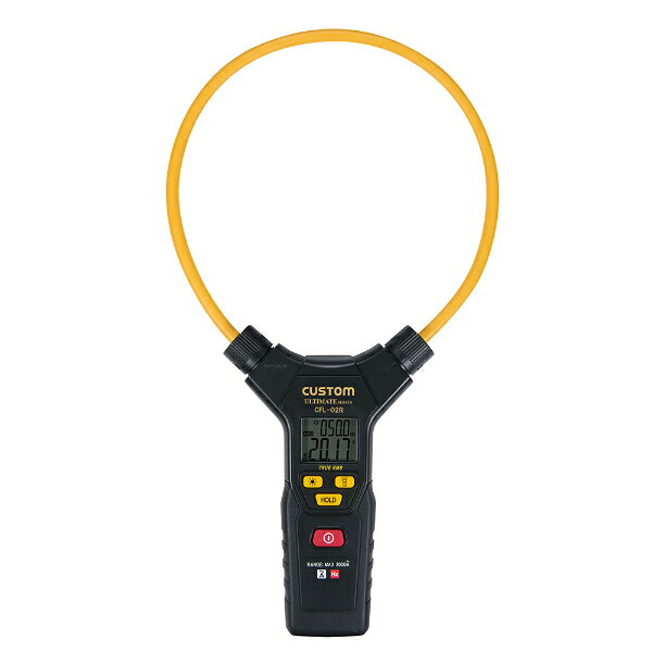 型番CFL-02R 特徴【特長】 従来品（CFL-01U）よりもお求めやすくなりました 形状を自由に変更できるケーブルにて狭い場所でも容易に測定できます。 真の実効値（TRUE RMS）方式により正弦波以外の波形でも実効値の表示が可能です。 電流と 周波数を同時に液晶画面に表示できます。 しっかり握れるハンドグリップスタイル採用。 暗所での測定でも値を確認しやすくなるよう、液晶画面にバックライトを搭載。 測定対象を明るく照らして暗所での作業がしやす LEDライトを搭載。 データホールド機能により測定した値をゆっくり確認できます。 【注意事項】 23±5 ℃、80 % RH以下のときの仕様 確度はクランプセンサコイル中心での測定値における値です。 確度保証範囲は AC60Aレンジ；0.2 〜 60 A、AC600Aレンジ；60 〜 600 A、AC3000Aレンジ；600 〜 3000 A 導体位置による誤差/確度はクランプセンサーコイルの中心で規定しています。クランプセンサーコイルの中心から非測定導体の中心までの距離に応じて、下記の数値を確度に加算してください。 備考【仕様】 ACA/レンジ：0.2 〜 10 A、10 〜 60 A、60 〜 600 A、600 〜 3000 A、0.2 〜 60 A、60 〜 600 A、600 〜 3000 A、0.2 〜 60 A、60 〜 600 A、600 〜 1000 A ACA/分解能：0.01 A/0.2 〜 10 Aの時、0.01 A/10 〜 60 Aの時、0.1 A/60 〜 600 Aの時、1 A/600 〜 3000 Aの時、0.01 A/0.2 〜 60 Aの時、0.1 A/60 〜 600 Aの時、1 A/600 〜 3000 Aの時、0.01 A/0.2 〜 60 Aの時、0.1 A/60 〜 600 Aの時、 1 A/600 〜 1000 Aの時 周波数/レンジ：40 〜 1000 Hz 周波数/分解能：0.1 Hz 周波数/確度：±（0.5 % rdg + 2 dgt） 3 A 以上時 検波方式：真の実効値（TRUE RMS） 表示：液晶表示、6000カウント レンジ切替：オート 最大測定導体径（mm）：φ120 サンプリング：約 3 回/秒 使用温湿度：0 〜 +40 ℃、80 %RH以下（但し、結露のないこと） 保存温湿度：-10 〜 +60 ℃、80 %RH以下（但し、電池を含まず、結露のないこと） 電源：単4形乾電池 × 3本 電池寿命：最長約70時間（アルカリ電池使用時）バックライトを多用されますと電池の寿命が短くなります。 校正：可 規格準拠：EN61010-1、EN61010-2-032、EN61326-1 CAT III 1000V、 CATIV 600V