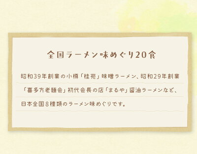 ハローデイ楽天市場店 【送料無料】全国ラーメン味めぐり20食 / 旭川「八海」 小樽「桂苑」 秋田「周助」 米沢「三男坊」 喜多方「まるや」 東京「楓家」 鳥取「香味徳」 博多「いっちょいっちょ」/ 五十嵐製麺 画像3