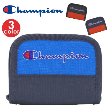 チャンピオン 財布 Champion 二つ折り財布 小銭 ファスナー ウォレット 札入れ カード入れ カード コインケース シンプル ブラック 黒 小学生 中学生 高校生 スポーツ 小さめ コンパクト ミニ ストラップ付き 子供 キッズ ジュニア 63483 【CL】