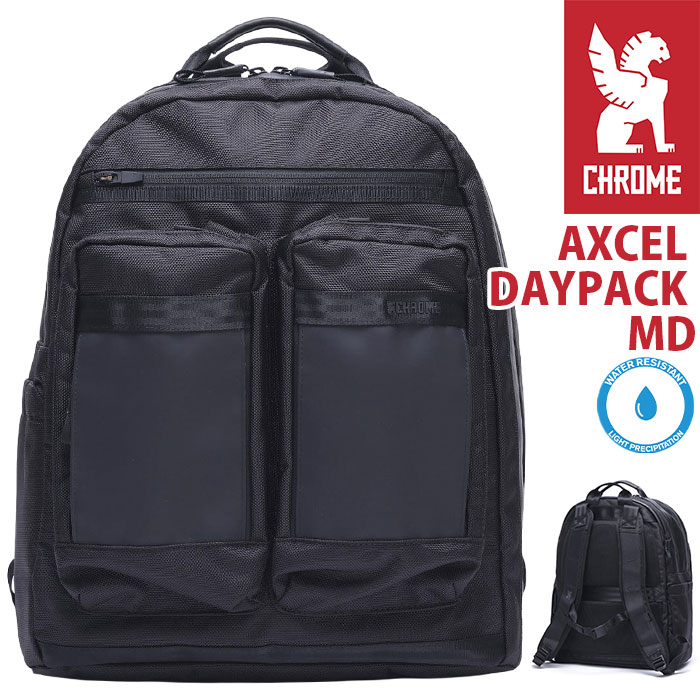 【スーパーSALE20％OFF】 リュックサック CHROME INDUSTRIES クロームインダストリーズ リュック AXCEL DAYPACK MD アクセル デイパック ミディアム 正規品 ユニセックス 男女兼用 バックパック A4 B4 通勤 ビジネス かばん シンプル 黒リュック 26L BJ019