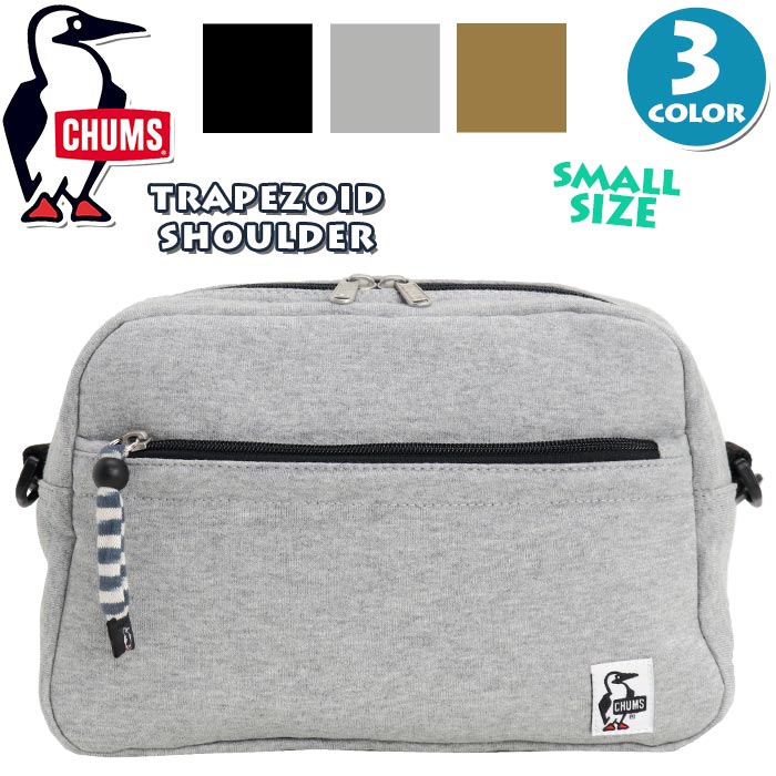 CHUMS チャムス ミニショルダー ショルダーバッグ 正規品 Small Trapezoid Shoulder Sweat 斜め掛け 斜め掛けバッグ メンズ レディース 男女兼用 ブラック グレー 軽量 ファッション おしゃれ …