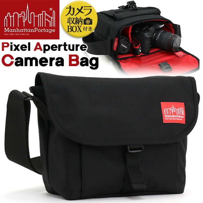 ManhattanPortage マンハッタンポーテージ ショルダーバッグ メッセンジャーバッグ カメラバグ 一眼レフ 正規品 フラップ 黒 男女兼用 B5 スクエア Pixel Aperture Camera Bag MP1505PXL