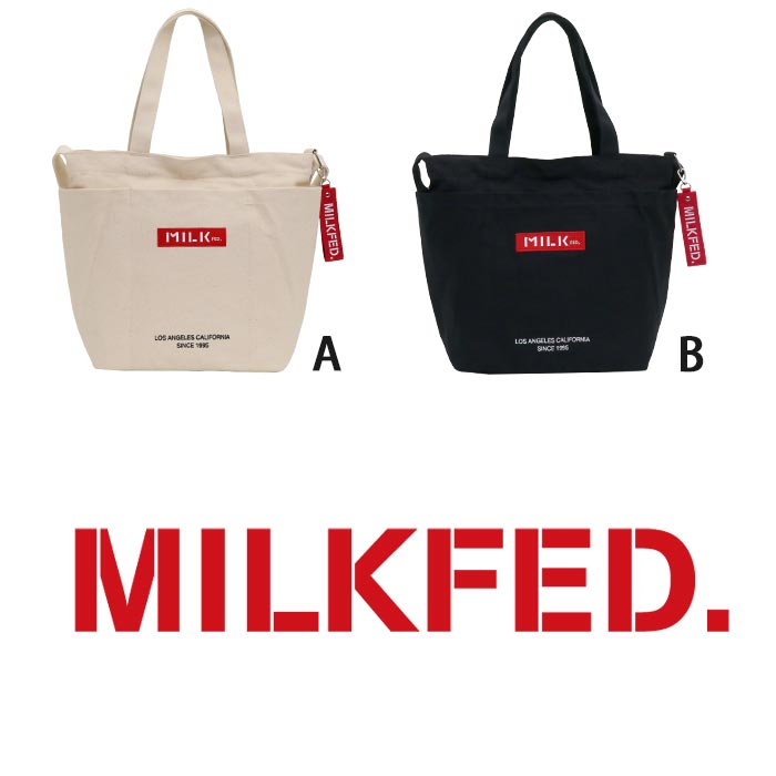 【SALE】 ショルダーバッグ レディース MILK FED. ミルクフェド トート トートバッグ ショルダー 女の子 女子 女性 通勤 通学 黒 A4 BAR AND UNDER LOGO BIG CANVAS BAG 3