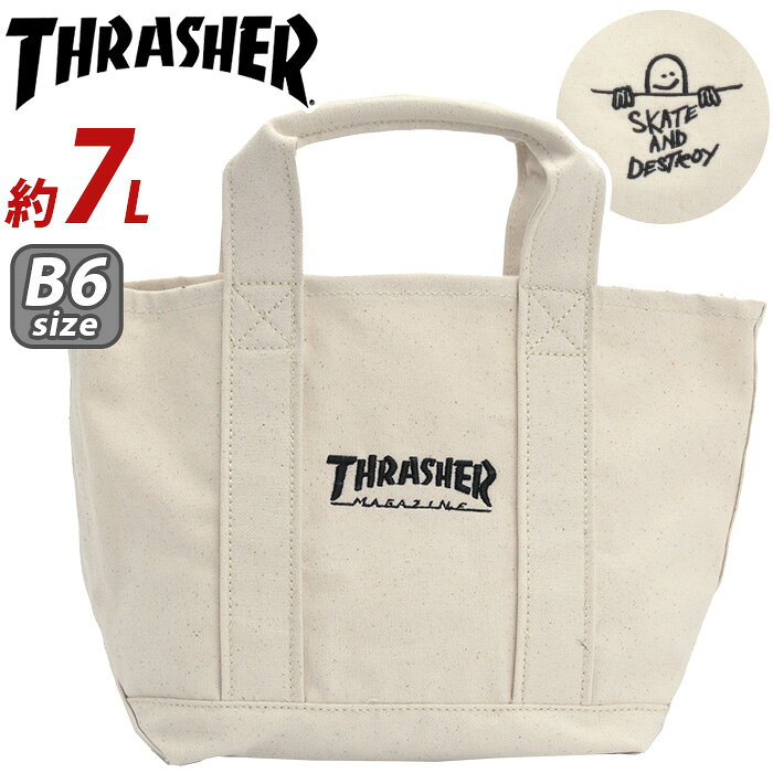 トートバッグ THRASHER スラッシャー ランチトート 手提げ 手持ち ミニトート ユニセックス 男女兼用 バッグ ナイロン B6 7L 軽量 コンパクト 人気 ロゴ カジュアル シンプル おしゃれ 学生 大人 フェス 街用 日常使い LUNCH TOTE BAG THB-0002