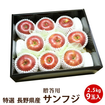 【青森長野県産】サンフジ 2.5キロ(9玉入り)林檎 リンゴ 特選 贈答用 フルーツ ギフト プレゼント送料無料