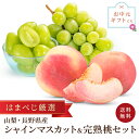 \送料無料・お中元ギフトにも/ 山梨・長野県産 シャインマスカット&完熟桃セット(1房&4玉 or 2房&5玉)《はまべじ厳選》御中元 お中元 夏ギフト お中元...