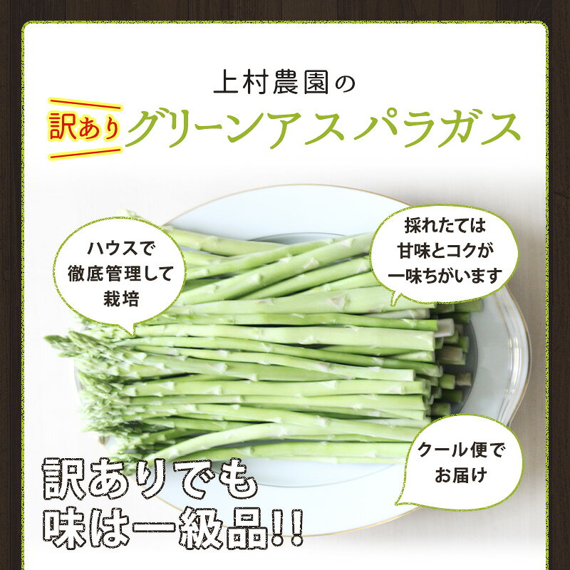 【クール便】静岡県磐田市上村農園 訳あり アスパラガス グリーンアスパラガス 1kg...