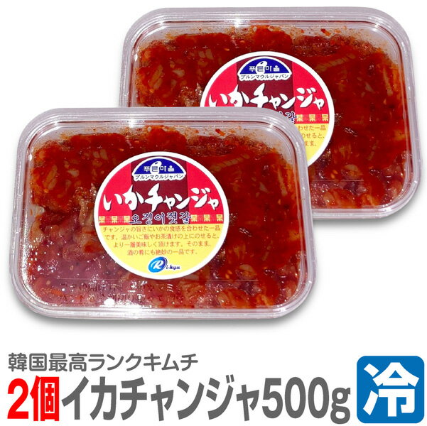 Kim Chi - ● 浜田屋のキムチ (冷凍品) (2個 合計1kg) イカキムチ チョイ辛 (500gパック×2個) 本格仕込みイカチャンジャ