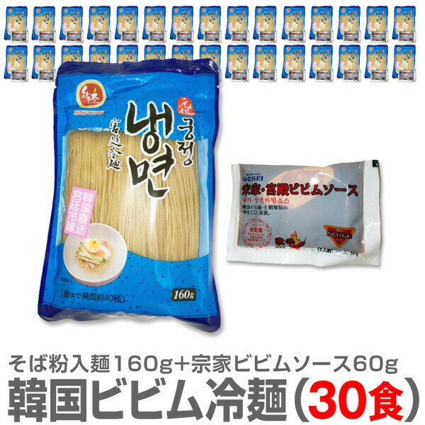 (韓国産冷麺)【ビビム冷麺 30食セット】1人前 そば粉入麺160g＋宗家ビビムソース60g×30個【送料無料 クール品同梱不可】