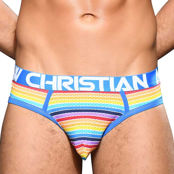 ANDREW CHRISTIAN(Ah[NX`) Sunset Stripe Mesh Brief w Almost Naked XS,S,M,L,XL