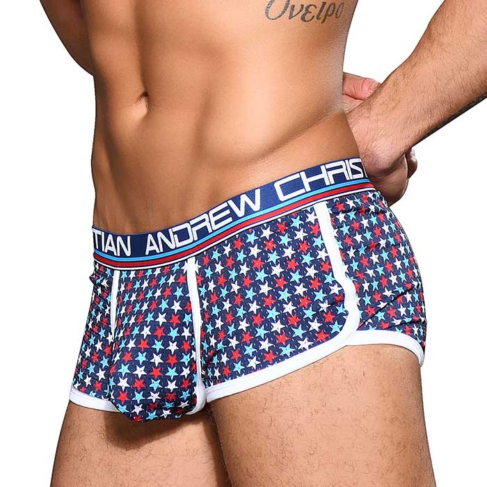 メンズセクシーアンダーウェア アンドリュークリスチャン 送料無料 ANDREW CHRISTIAN Stars Mesh Boxer w Almost Naked XS,S,M,L,XL