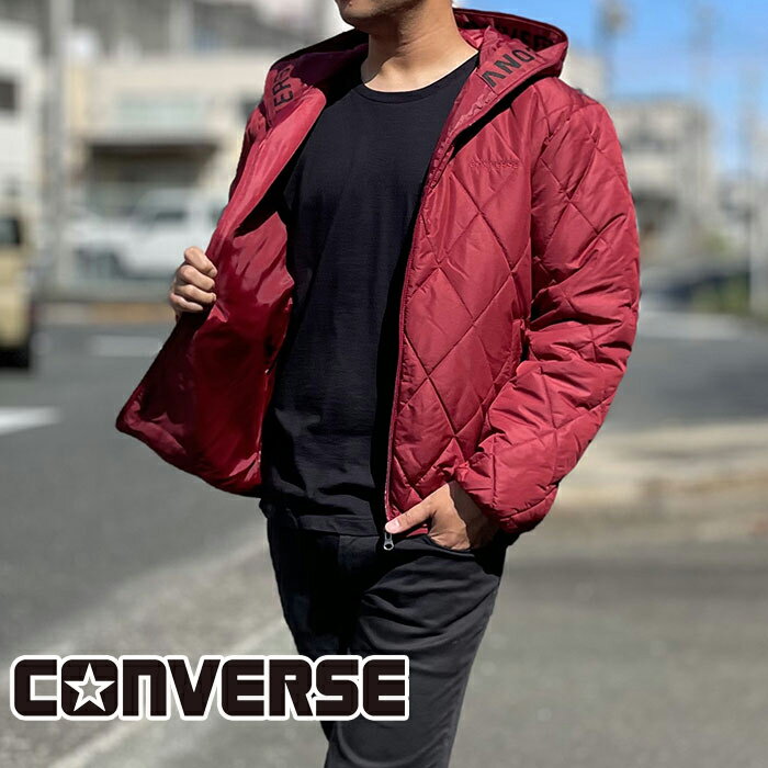 乐天商城 - コンバース CONVERSE メンズ ジャケット 中綿ジャケット 冬用 防寒 サスティナブルキルトパーカージャケット 送料無料 M,L,LL