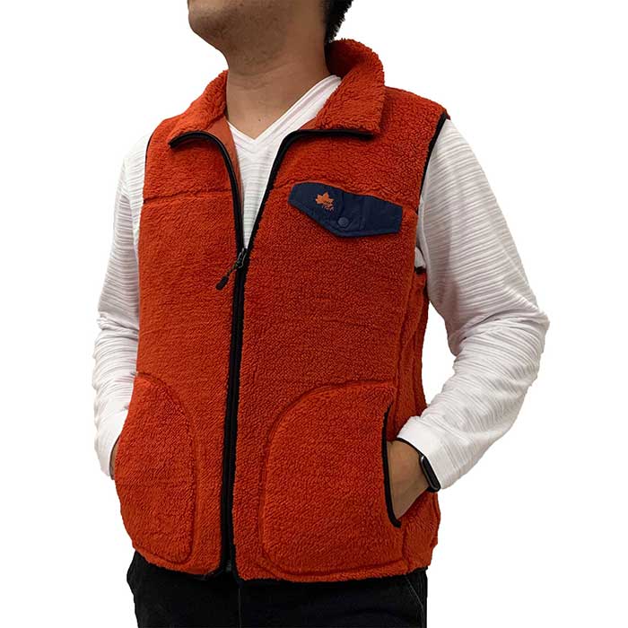 楽天市場】フリース ベスト ロゴス（カラーオレンジ）の通販