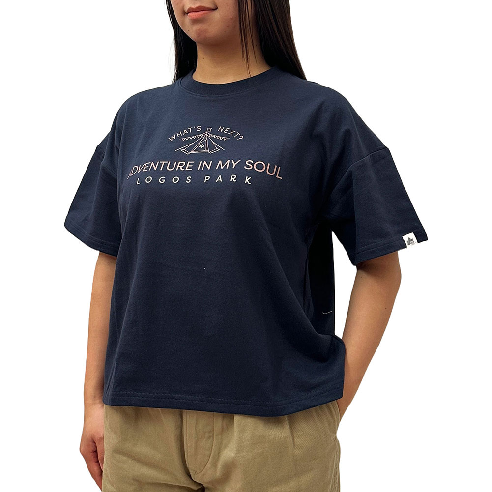 ロゴスパーク LOGOS Park 送料無料 レディース 半袖Tシャツ オーバーサイズシルエット COOL MAX テントプリントTシャツ M,L,LL hamafu-10016151 HAMAFU サンプル画像2
