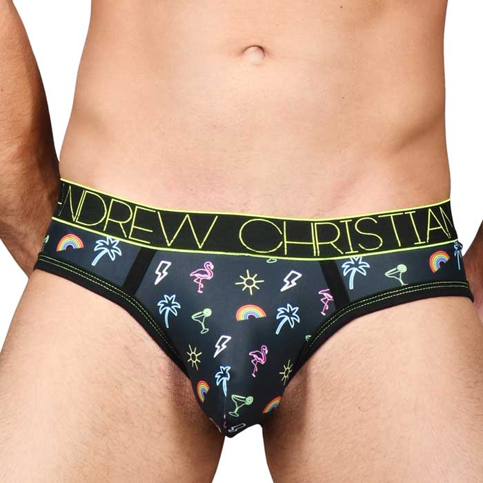 (Ah[NX`jANDREW CHRISTIAN Neon Paradise Brief w Almost Naked XS,S,M,L,XL