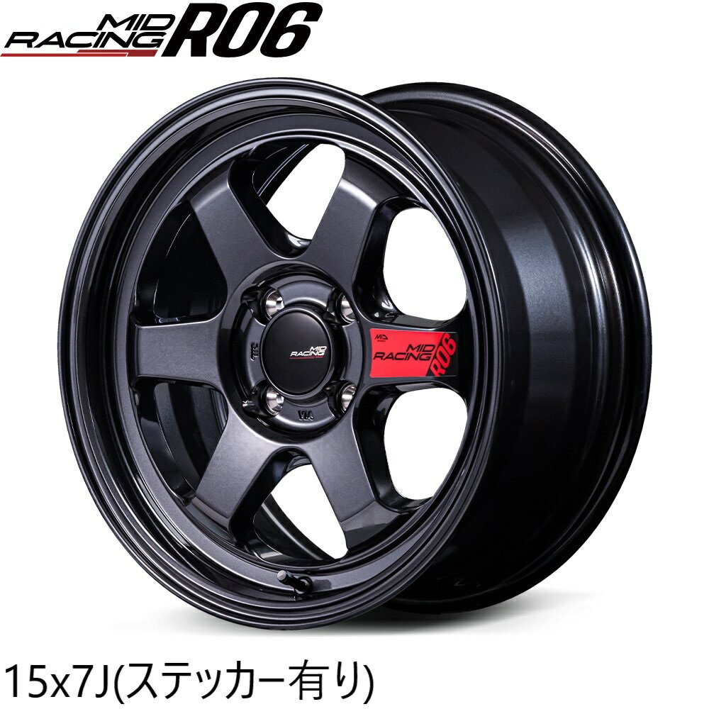 樂天商城 - マルカサービス MID RACING R06 15x7j＋35　PCD100/4H クリスタルブラック　ホイールのみ　 4本セット