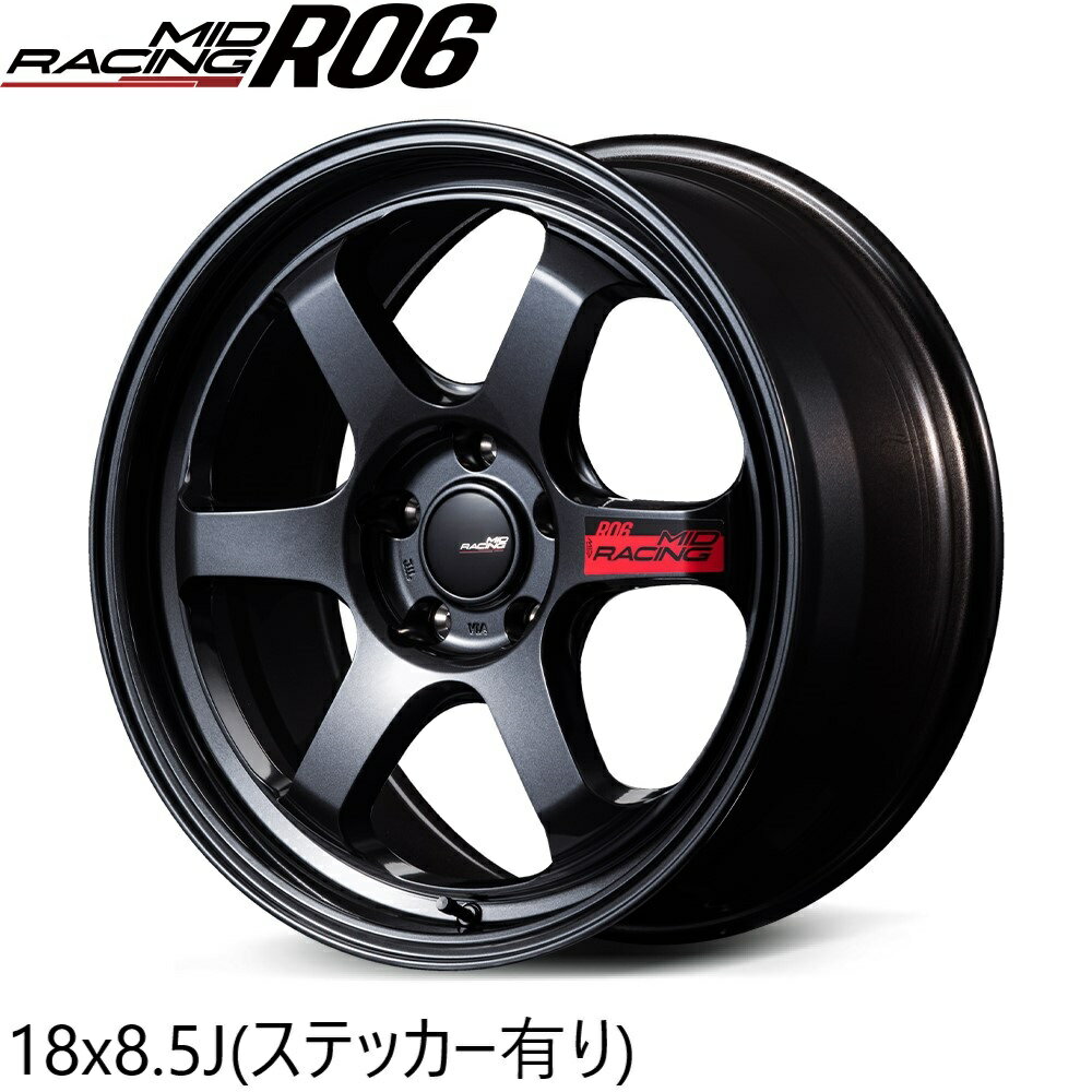 樂天商城 - マルカサービス MID RACING R06 18x8．5j＋45　PCD100/5H クリスタルブラック　ホイールのみ　 4本セット