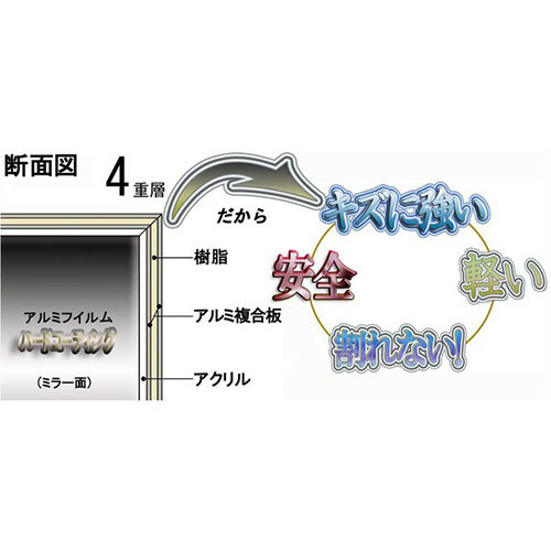 防災ミラーS(割れないクン) ナチュラル 幅240×奥行17×高340 /業務用/新品/小物送料対象商品 [2]