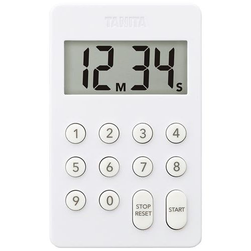 商品情報商品名：タニタ テンキータイマー TD415WH ホワイト商品番号：aa1-6814711JANコード：4904785541610サイズ：61×97×16（mm）重量：66g材質：ABS　PC　シリコーンゴムポイント●実用的サイズでセットしやすい10キー方式●すっきり収納（マグネット付）●音量70db以上●設定時間：最大／99分99秒　最小／1秒配送料について【ご注意】画面上の色はブラウザやご使用のパソコンの設定により実物と異なる場合があります。JANコード：4904785541610