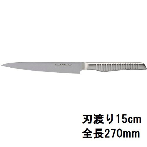 商品情報商品名：TBCL オールステンレス庖丁シリーズ ペティーナイフ 15cm幅×奥行×高さ(mm)：270×-×メーカー：[特記事項]背厚：1.4江戸時代の刀匠、善定藤原兼次に由来する関兼次刃物株式会社との共同開発により料理庖丁を完成。刀身をハンドルで挟み込み熔接したため丈夫で折れにくく長持ちします。斬新なデザインで握りやすく、滑りにくい形状です。材質・素材：刀身：モリブデン・バナジウム鋼 、ハンドル：18-8ステンレス鋼重量：102g配送料について【ご注意】画面上の色はブラウザやご使用のパソコンの設定により実物と異なる場合があります。JANコード：4535840000065包丁 庖丁 包丁 有名包丁 業務用包丁 プロ用 包丁プロ 包丁人気よく検索されるキーワード包丁 庖丁 包丁 有名包丁 業務用包丁 プロ用 包丁プロ 包丁人気