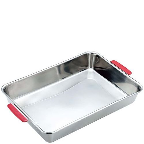 18-8 カラー取手付 角バット 18枚取 レッド/業務用/新品/小物送料対象商品