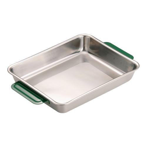 ■商品説明■商品名：18-8 カラーハンドル角バット 21枚取 グリーンメーカー品番：9-0134-0134お届け数：1JANコード：4905001115608カラー：グリーン特記事項：●HACCP対応食材別の色分け管理に便利なカラーシリーズ●食材別の色分け管理ができます。●特殊焼付塗装により食器洗浄機にも対応。※( )内はハンドルを含むサイズです。ハンドル:6～10枚取/130×30 12～21枚取/100×30サイズ：●(間口)ハンドル含む×奥行×高さ(mm):(248)300×201×38【配送料について】【ご注意】画面上の色はブラウザやご使用のパソコンの設定により実物と異なる場合があります。