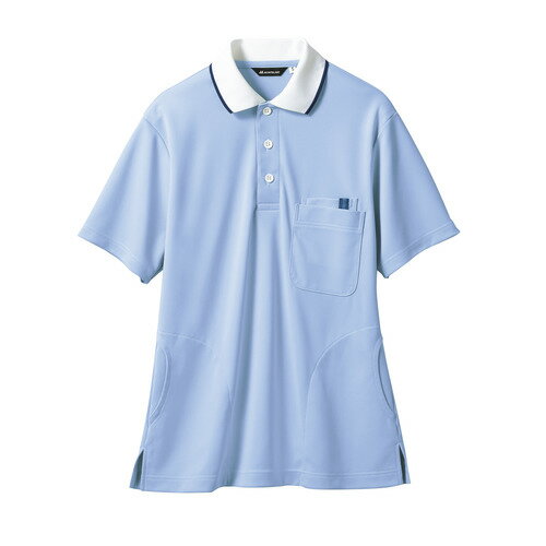 ポロシャツ 兼用 半袖 ブルー/白 男女兼用 32-5033/業務用/新品/小物送料対象商品