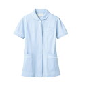 ナースジャケット 半袖 サックス/白 レディス 73-1696/業務用/新品/小物送料対象商品