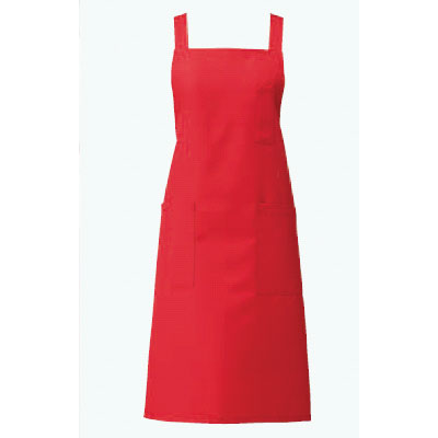 胸当てエプロン レッド 【 KAZEN 】【 アプロン 】【業務用】