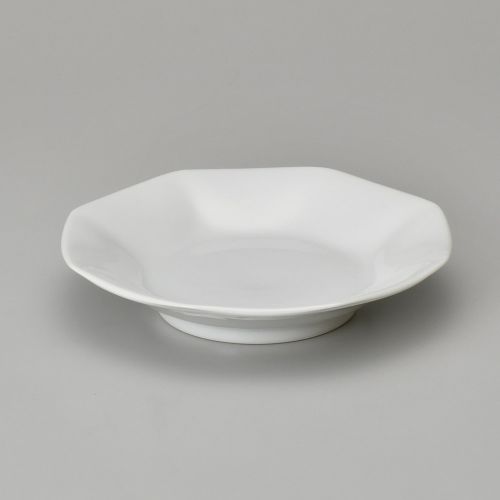 中華白八角シューマイ皿 φ18.5×3.5cm 