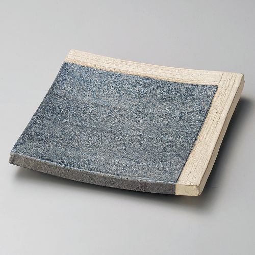 黒窯変角白掛け分け7.3足付角皿 22×22×3cm 188-018/業務用/新品/小物送料対象商品