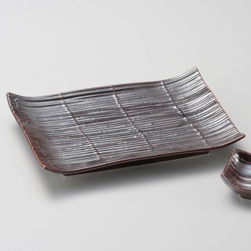 鉄砂長角8.0皿 20.4×14×3.1cm 151-118 (5個入) /業務用/新品/小物送料対象商品