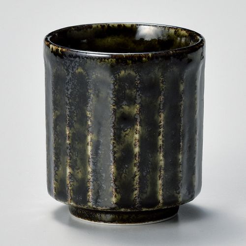 黒織部しのぎ湯呑 φ7.4×8.1cm(220cc) 381-358/363-049/業務用/新品/小物送料対象商品