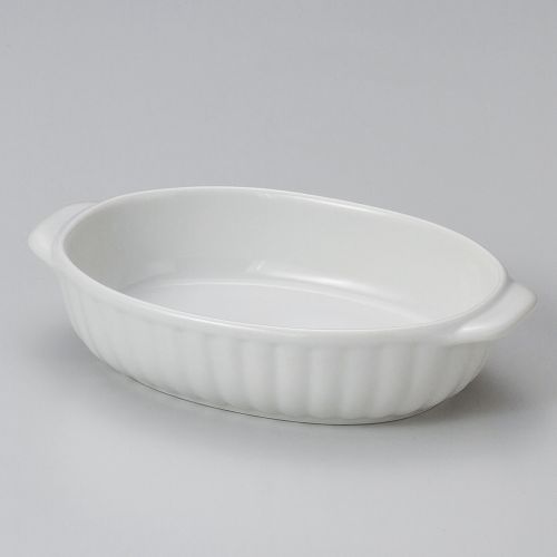 ホワイト両手楕円グラタン 18×11×4cm 605-118 (10個入) /業務用/新品/小物送料対象商品
