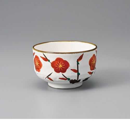 手描き源氏物語赤梅抹茶碗/業務用/新品/小物送料対象商品