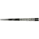 PBT22.5cm六角一刀彫箸 黒/銀乱糸/業務用/新品/小物送料対象商品