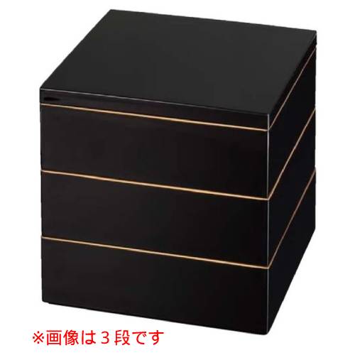 お重箱 5.5寸 七福重　黒 (親天金) 2段/業務用/新品/小物送料対象商品