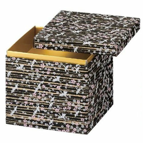 【お正月商品・お重箱】5.5寸 友禅和紙重雲中白鶴（内金紙）3段/業務用/新品