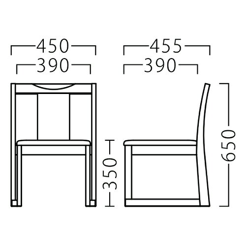 業務用厨房のテンポスの【錦イスB(黒) Aランク】 プロシード 和風イス 幅450×奥行455×高サ650(mm)/業務用/新品/送料無料｜アングル2