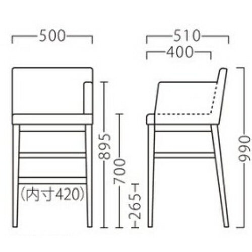 業務用椅子【プロシード】ザップ右アームスタンドBR 11435-E 幅500×奥行510×高さ99...