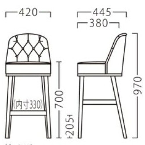 業務用厨房のテンポスの業務用椅子【プロシード】ガレルスタンドNA 11794-E 幅420×奥行445×高さ970 シート高700(mm)/業務用/新品/送料無料｜アングル3