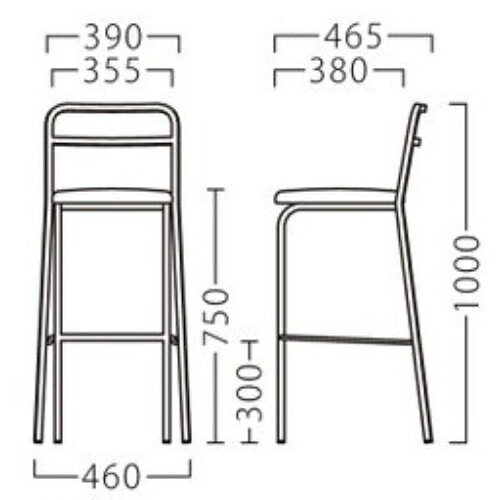 業務用椅子【プロシード】シャドウスタンドAL 21736-E 幅390×奥行465×高さ1000 シ...
