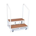 バリアフリー踏台 木製タイプ 2段手すり2本タイプ 高さ17cm/【F2-2TD H17×2段】×1組/業務用/新品/送料無料(4)