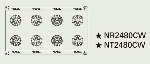 【業務用】【新品】 タニコー ガスレンジ【アルファーシリーズ】 NR2480CW 幅2400×奥行1200×高さ800 都市ガス/LPガス トップバーナφ190×8 【送料無料】