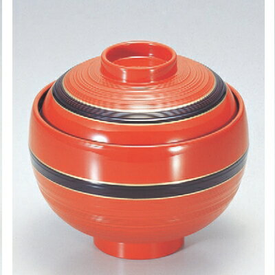 小吸椀 卵型吸椀朱に帯黒 漆器 高さ73 直径:106/業務用/新品/小物送料対象商品