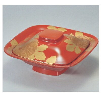 Cooked Food Bowls - 煮物椀 7寸角煮物椀総朱に菊 漆器/業務用/新品/小物送料対象商品