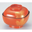 煮物椀 4寸角椀朱シダ SH塗 漆器 幅117 奥行117 高さ63/業務用/新品