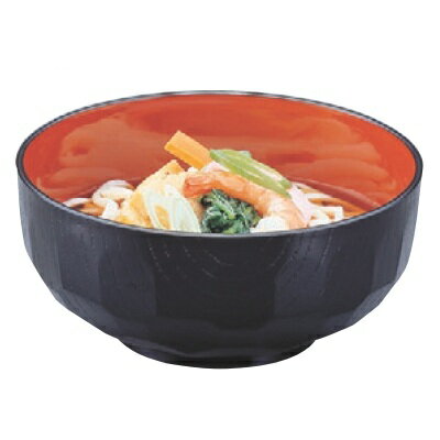 大鉢 6寸亀甲鉢黒内朱 /業務用食器/
